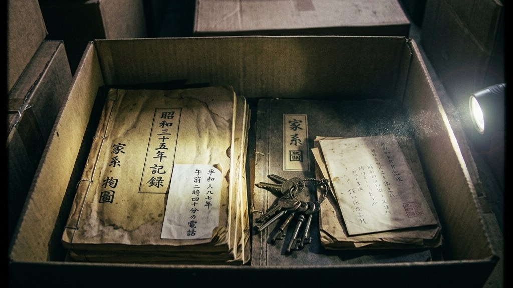 遺品の行李から出てきた、昭和の家系記録の綴りと古い鍵束